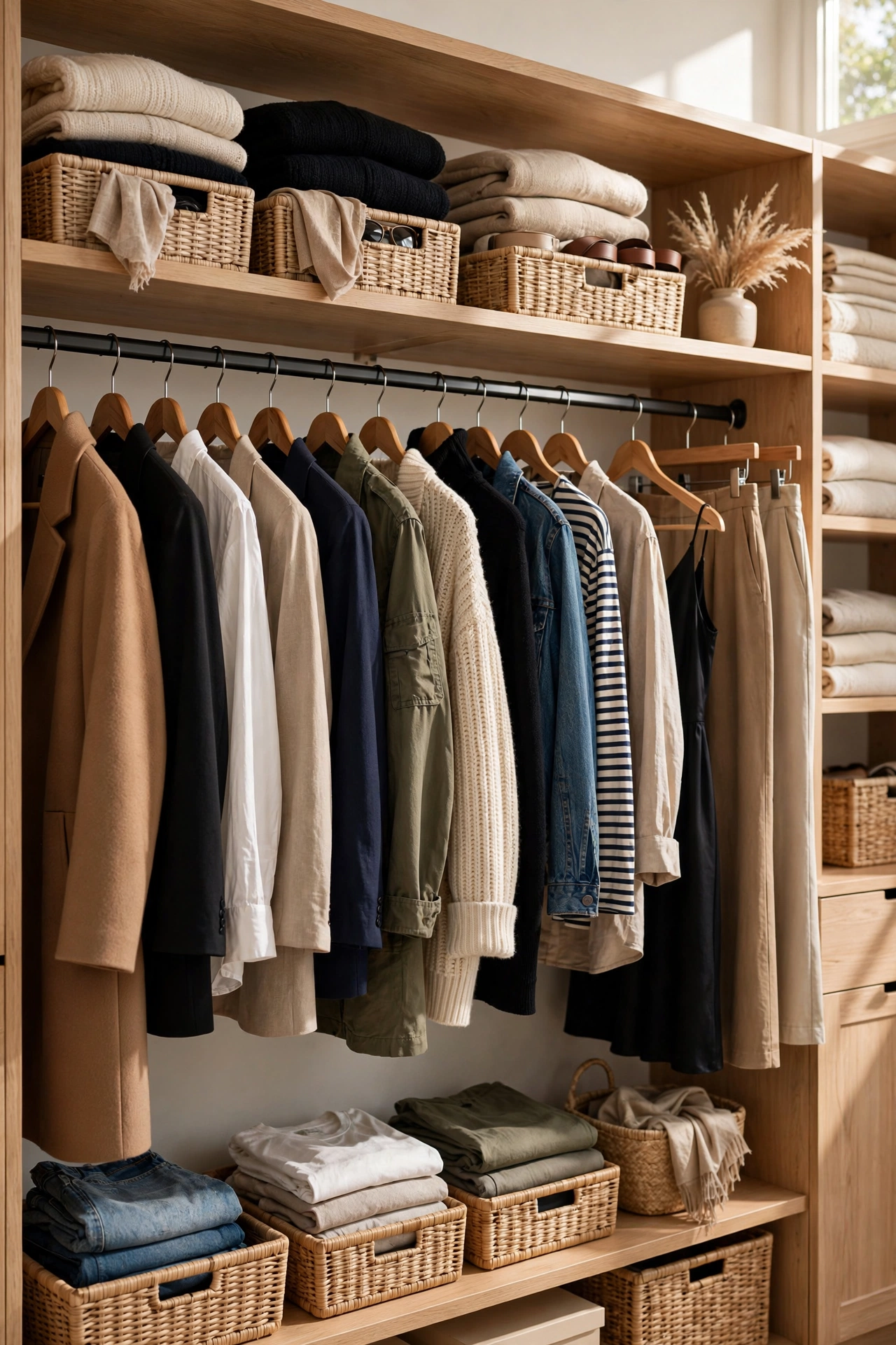 Capsule wardrobe section with favourite outfits at the front