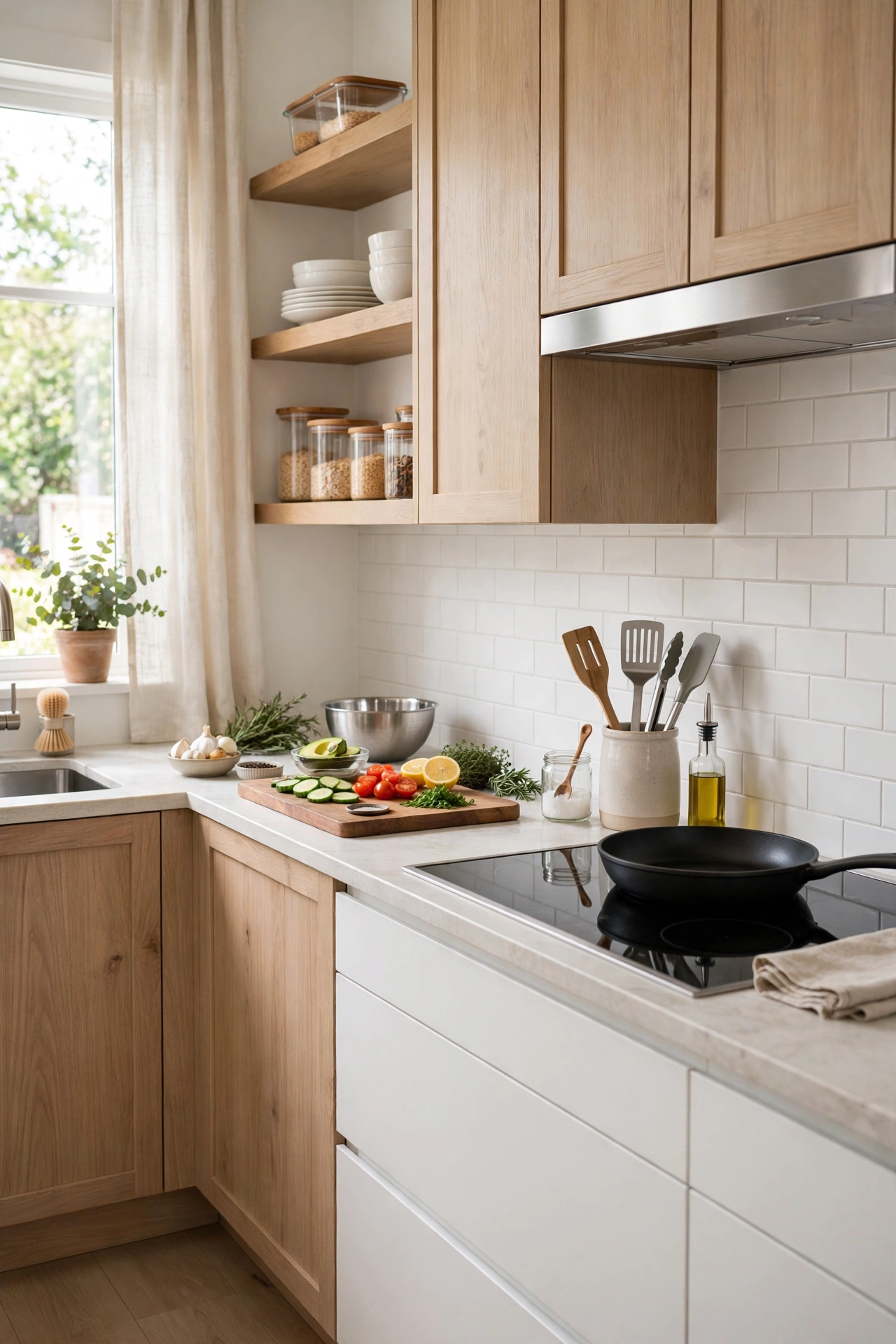 Well-zoned modern kitchen with tools stored where they are used